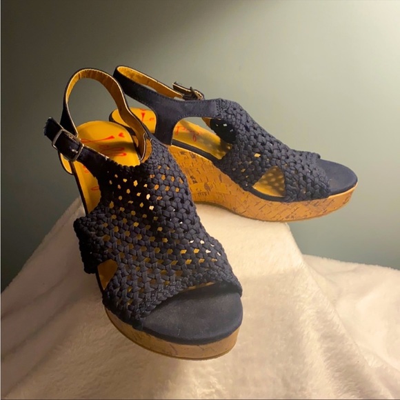 JELLYPOP Natural Woven Sling Back Cork Wedge Shoes - Picture 2 of 8